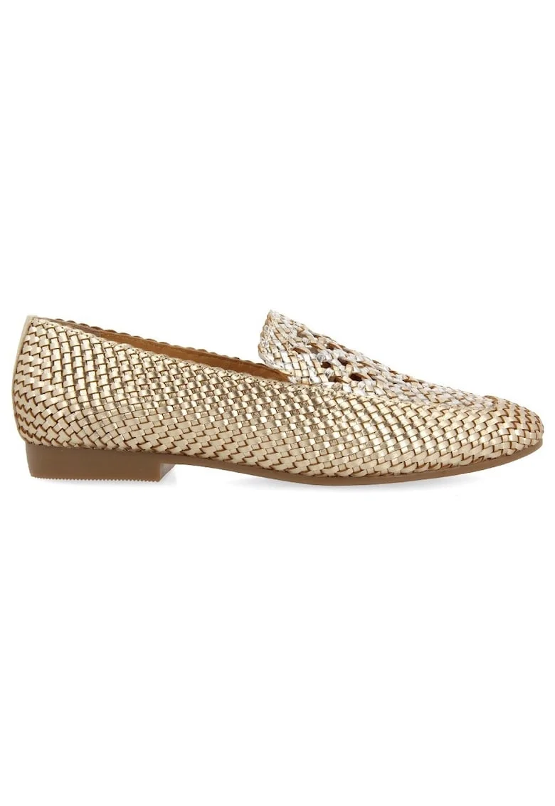 Pantofi de piele cu aspect impletit, Auriu