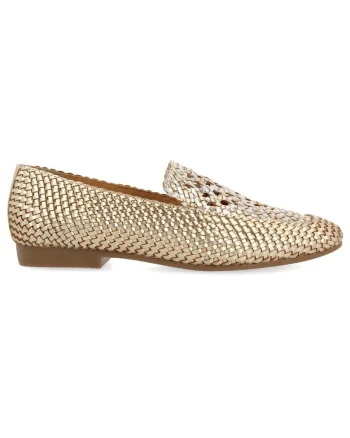 Pantofi de piele cu aspect impletit, Auriu