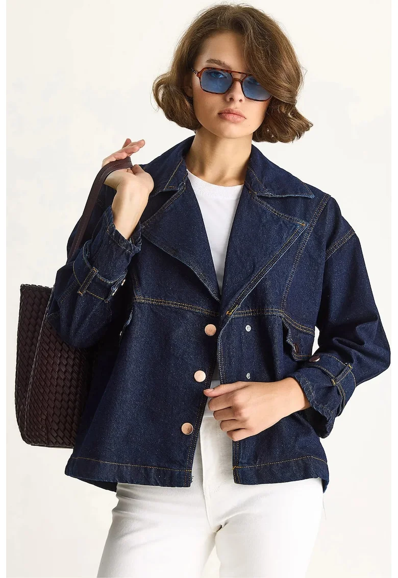 Bianco Lucci, Jacheta denim cu guler si inchidere cu nasturi