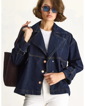 Bianco Lucci, Jacheta denim cu guler si inchidere cu nasturi