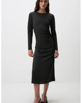 Rochie midi slim fit, Gri antracit