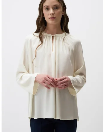 Bluza-tunica cu croiala lejera, Alb