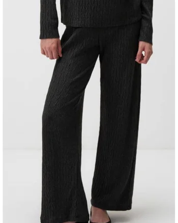 Pantaloni din tricot cu croiala ampla si model texturat, Gri antracit