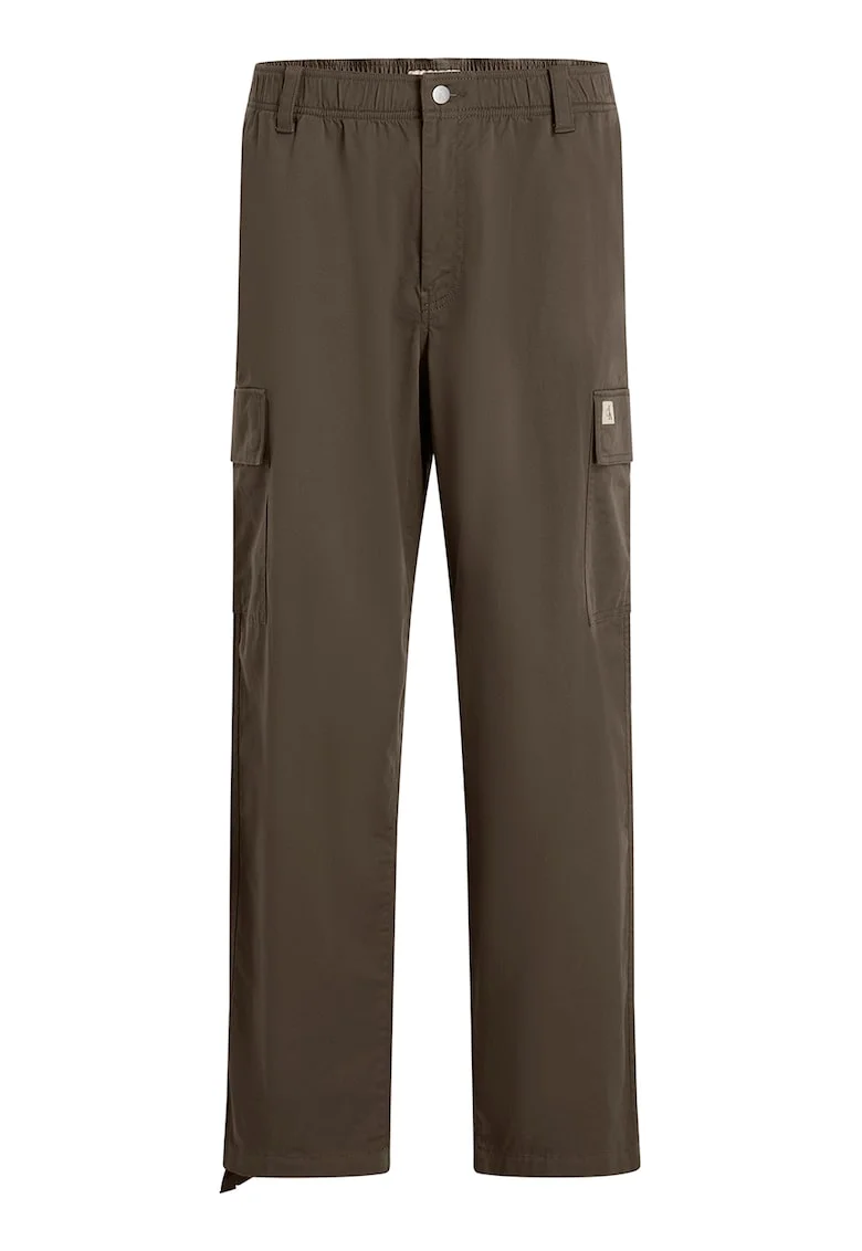 Pantaloni cargo cu talie medie, Maro deschis
