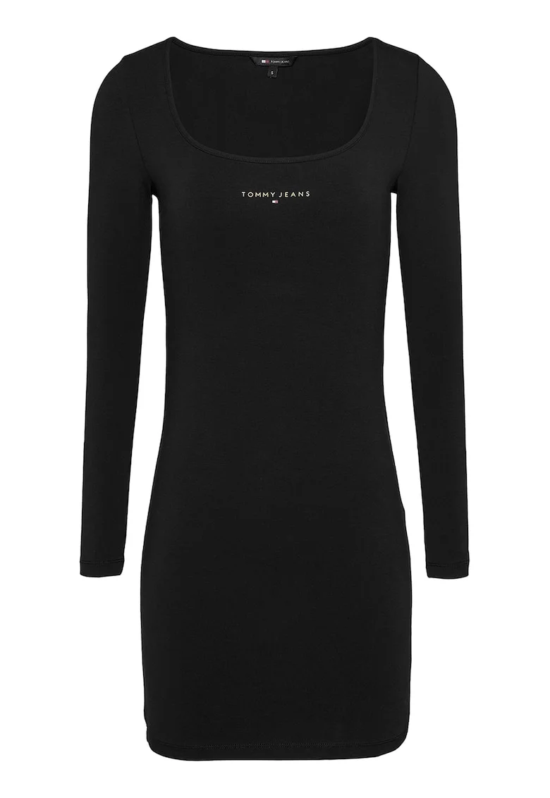 Rochie cambrata cu decolteu rotund, Negru