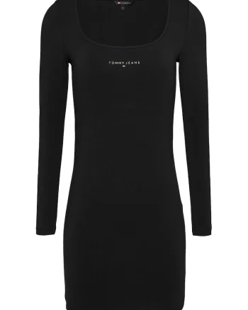 Rochie cambrata cu decolteu rotund, Negru