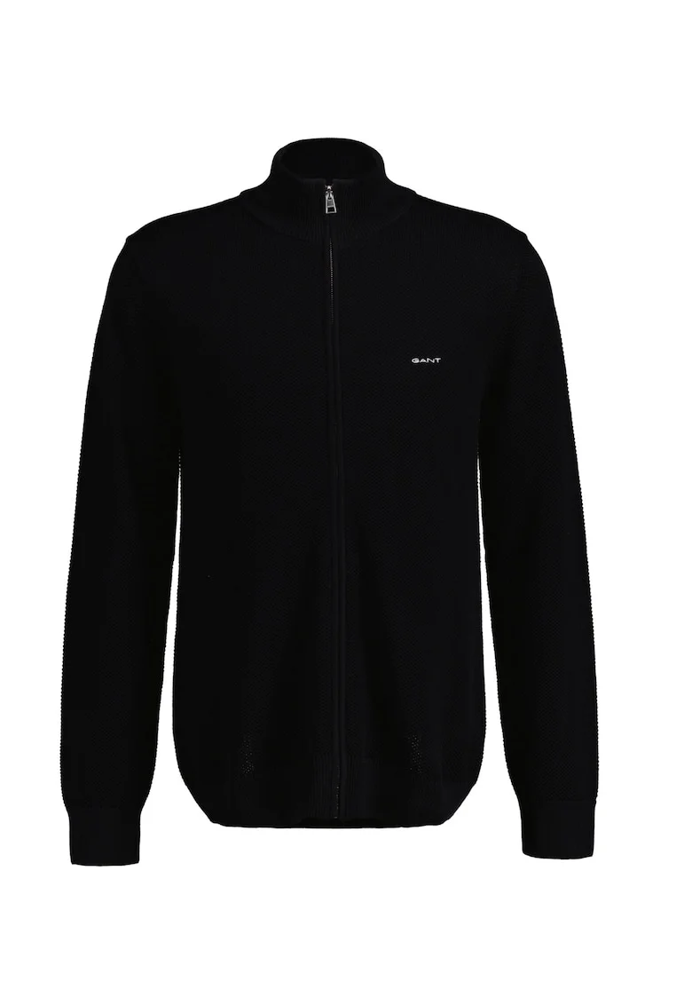 Cardigan de bumbac cu fermoar, Negru