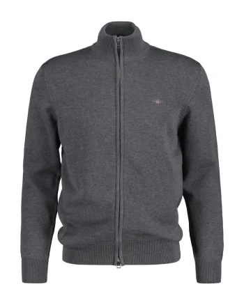 Cardigan de bumbac cu fermoar, Gri