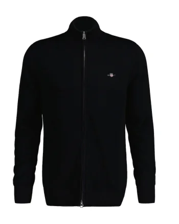 Cardigan de bumbac cu fermoar, Negru
