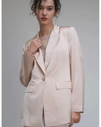 Sacou de satin cu maneci lungi, Piersica