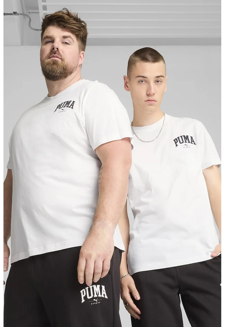Tricou din bumbac cu logo pe piept Squad, Negru stins/Alb optic