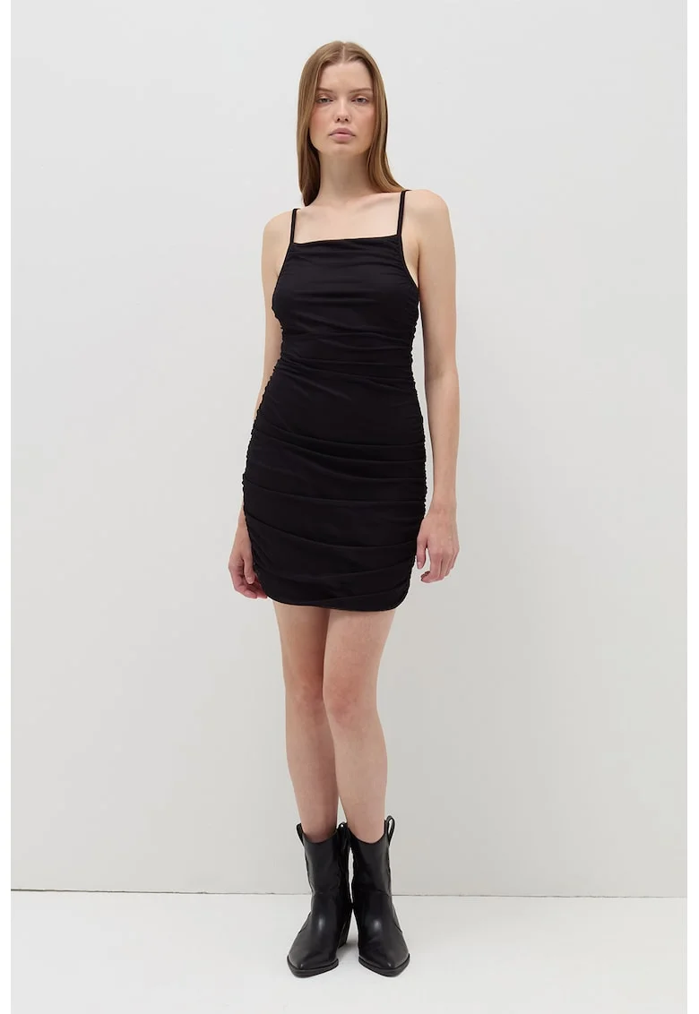 Rochie scurta cu decolteu patrat, Negru