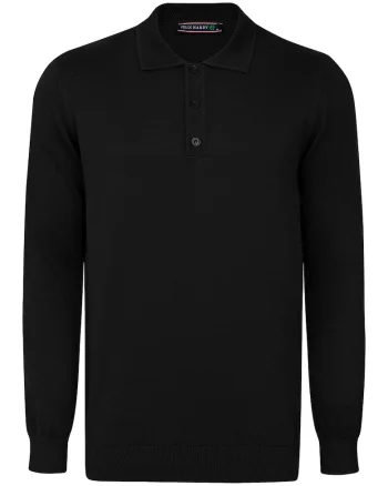Pulover polo de bumbac, Negru