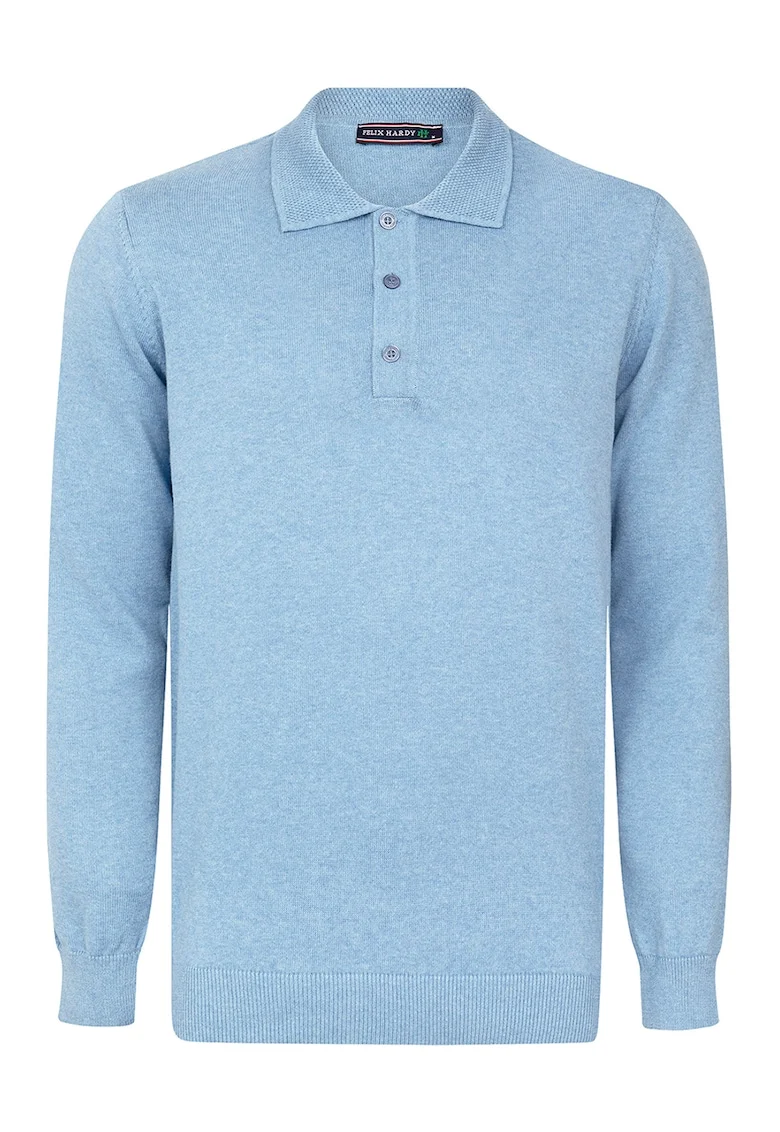 Pulover polo de bumbac, Albastru pastel