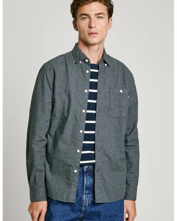 Camasa regular fit de bumbac, Gri inchis