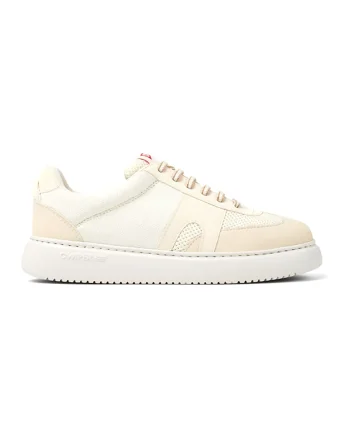Pantofi sport cu insertii de piele nabuc Runner, Alb