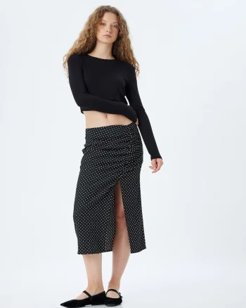 Fusta midi cu buline, Negru