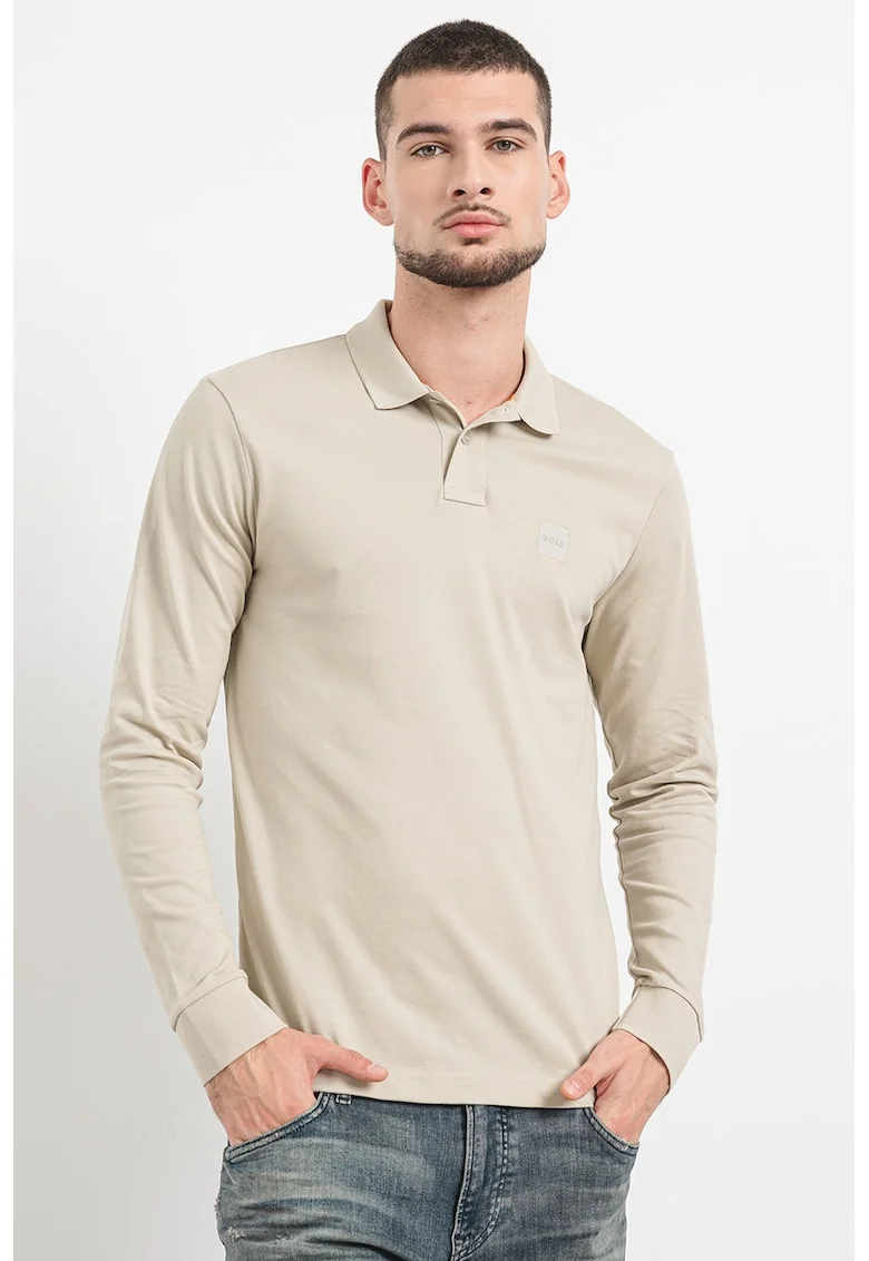Bluza polo slim fit Passerby, Grej