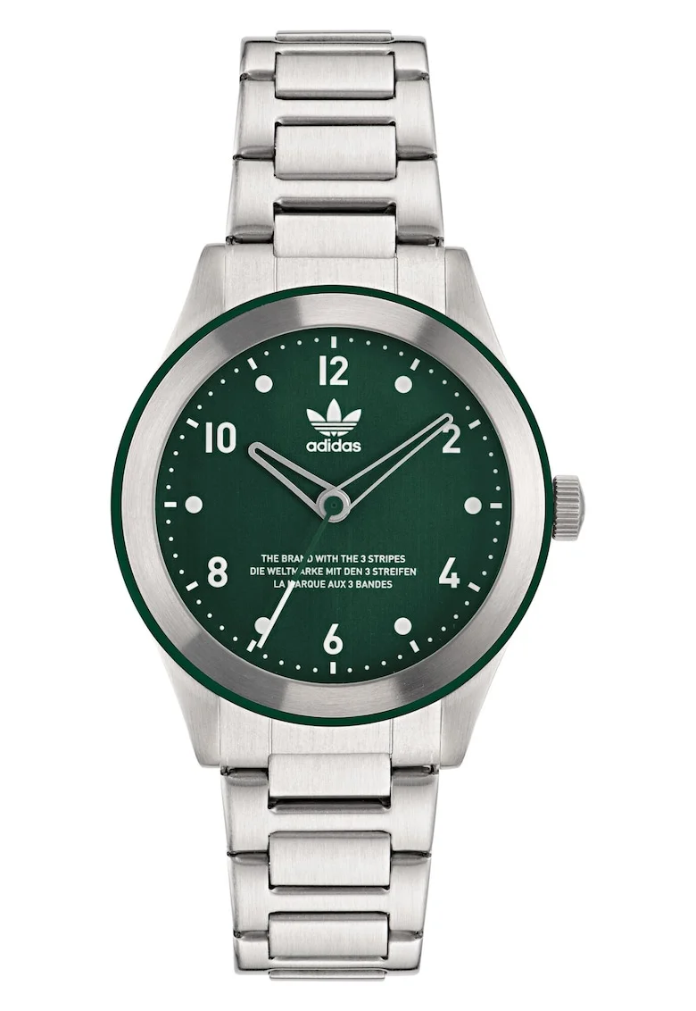 Ceas barbatesc  CODE THREE, inox, argintiu, cadran verde