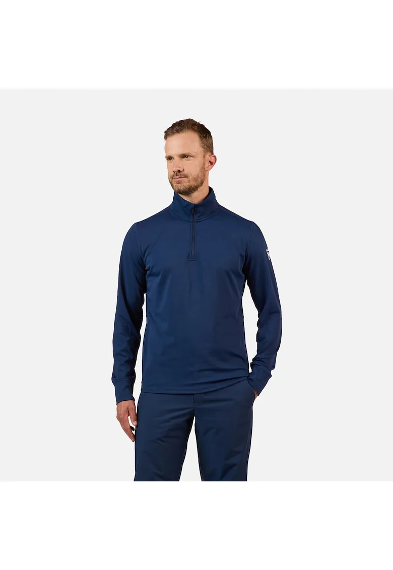 Bluza sport  MID LAYER STRETCH, cu fermoar, pentru barbati, albastru inchis, Albastru inchis