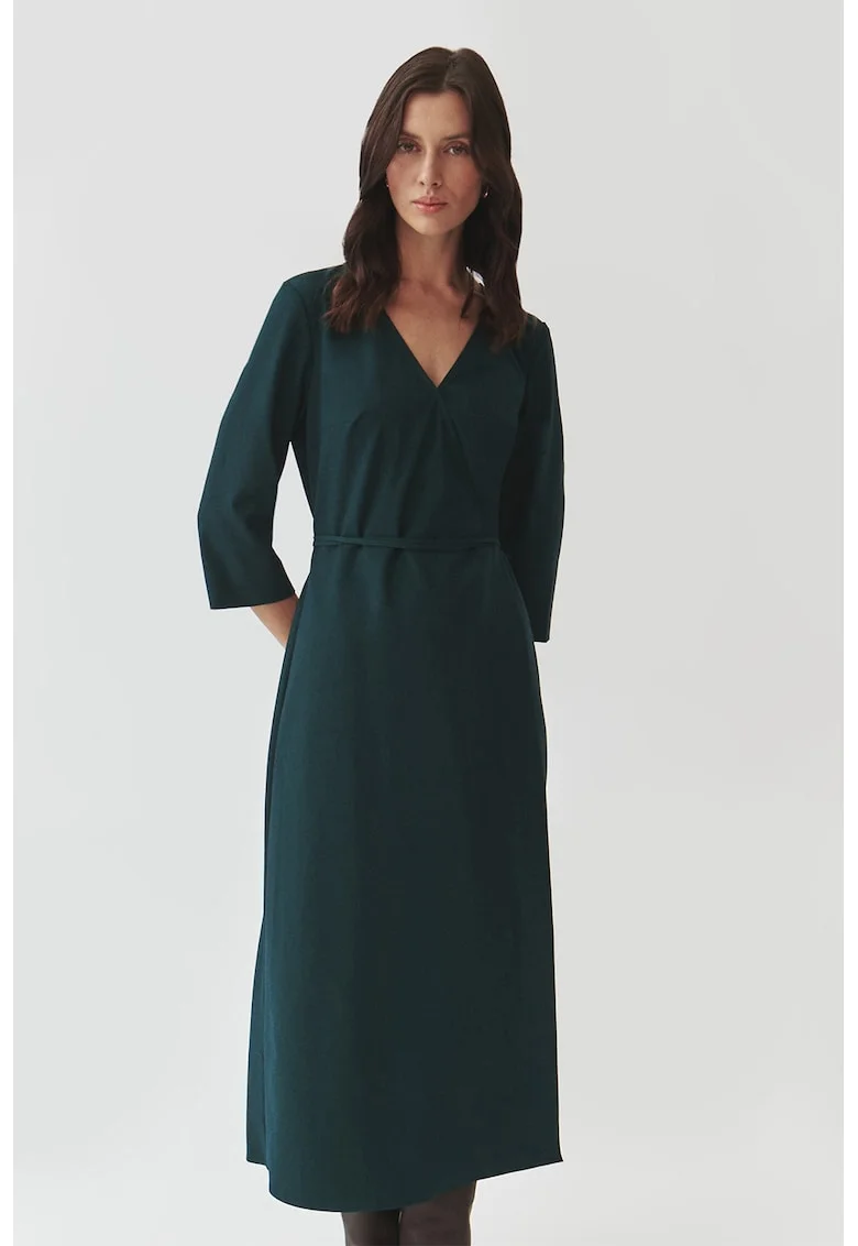 Rochie midi cu model petrecuta, Verde