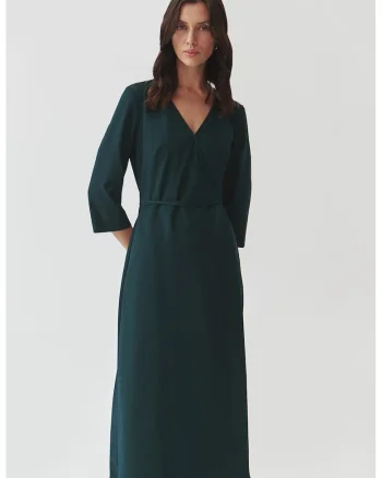 Rochie midi cu model petrecuta, Verde