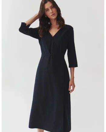 Rochie midi cu model petrecuta, Bleumarin