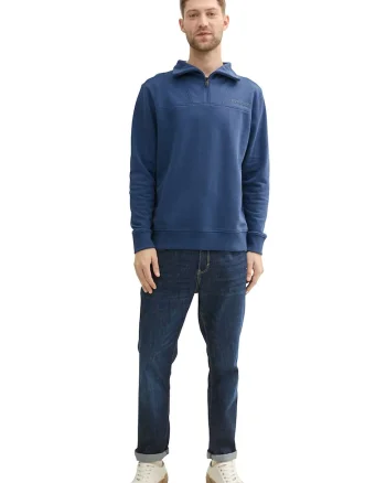 Bluza de trening cu fenta cu fermoar, Albastru inchis