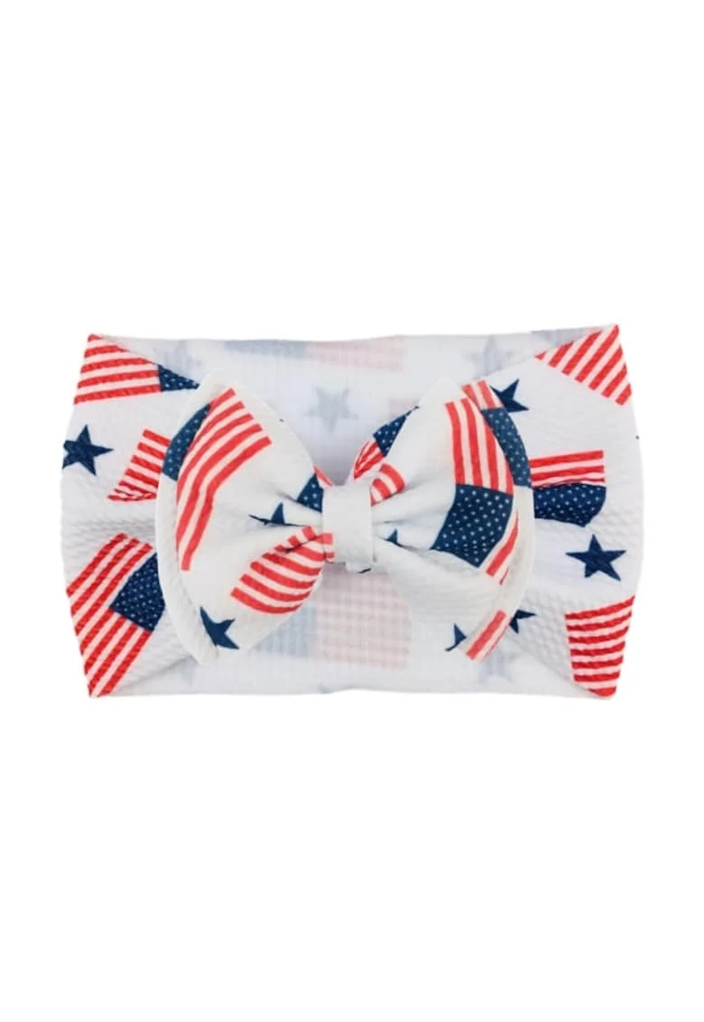 Bentita lata  Model 19 AL 17729 cu fundita cu imprimeu, Fete, Textil, 6-12 luni, Multicolor