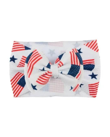 Bentita lata  Model 19 AL 17729 cu fundita cu imprimeu, Fete, Textil, 6-12 luni, Multicolor