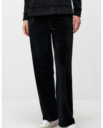 Pantaloni de trening uni catifelati, Negru