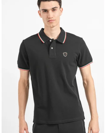 Tricou polo de bumbac, Rosu/Negru/Verde aquamarin