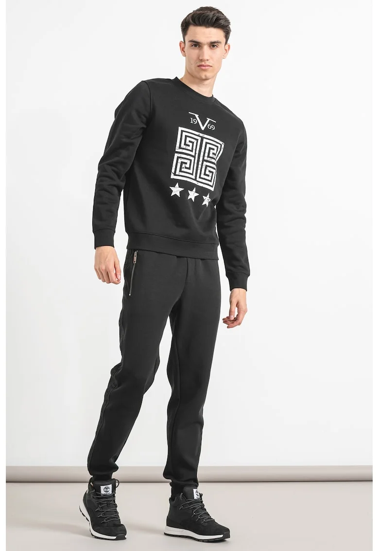 Bluza de trening din amestec de bumbac, Negru/Alb optic