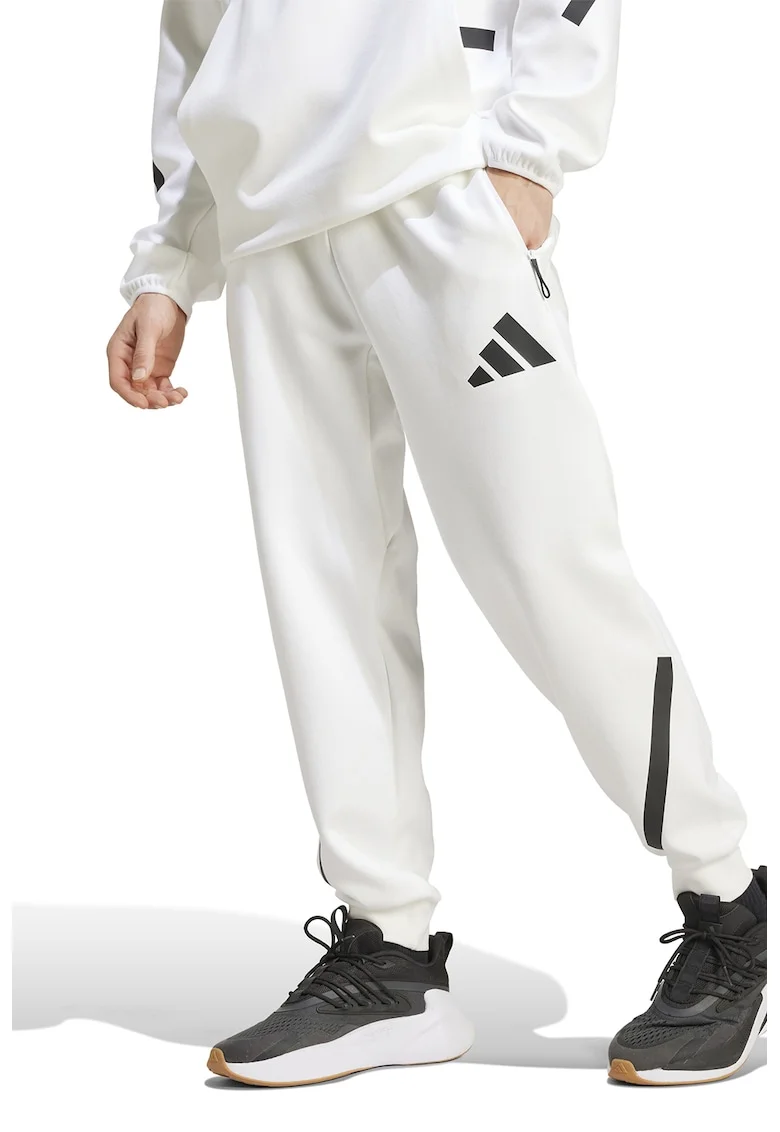 Pantaloni de trening relaxed fit cu snur Z.N.E., Alb optic