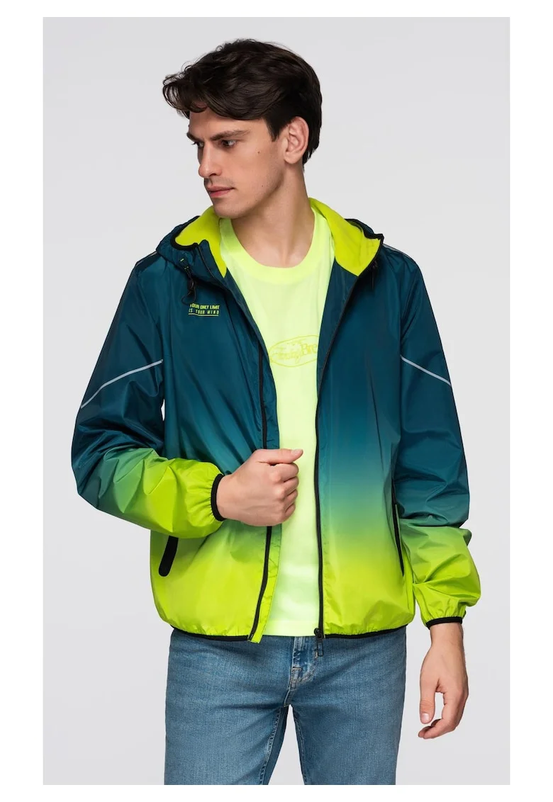 Jacheta sport cu detalii reflectorizante si captuseala din fleece  C641, Albastru inchis