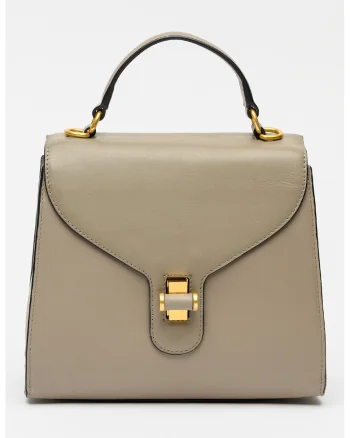 Geanta din piele cu maner Grace, Maro taupe
