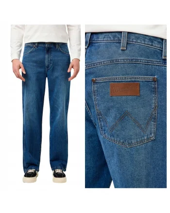 Jeansy Męskie  Loose Straight Retro Blue Klasyczne Wygodne