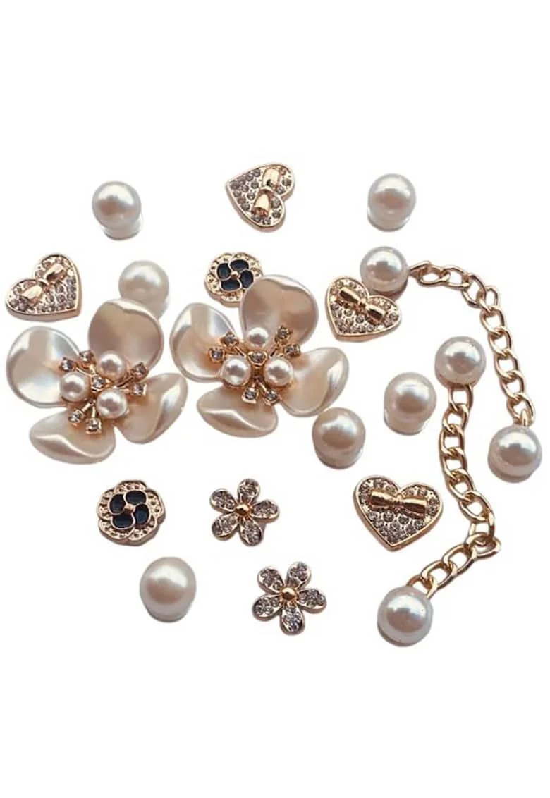 Set accesorii fashion pentru incaltaminte si genti,  auriu, 20 bucati