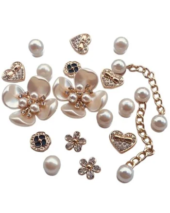 Set accesorii fashion pentru incaltaminte si genti,  auriu, 20 bucati