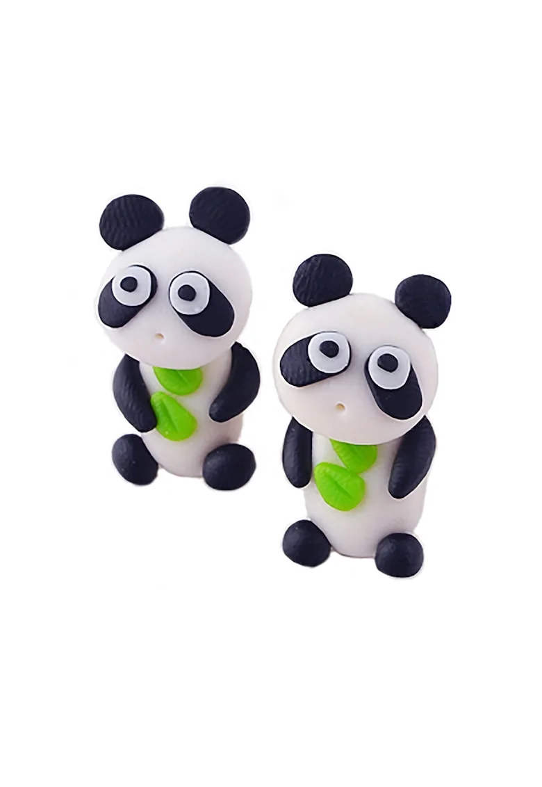 Cercei panda 4151,  Alb, lungime 4.5 cm