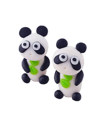 Cercei panda 4151,  Alb, lungime 4.5 cm