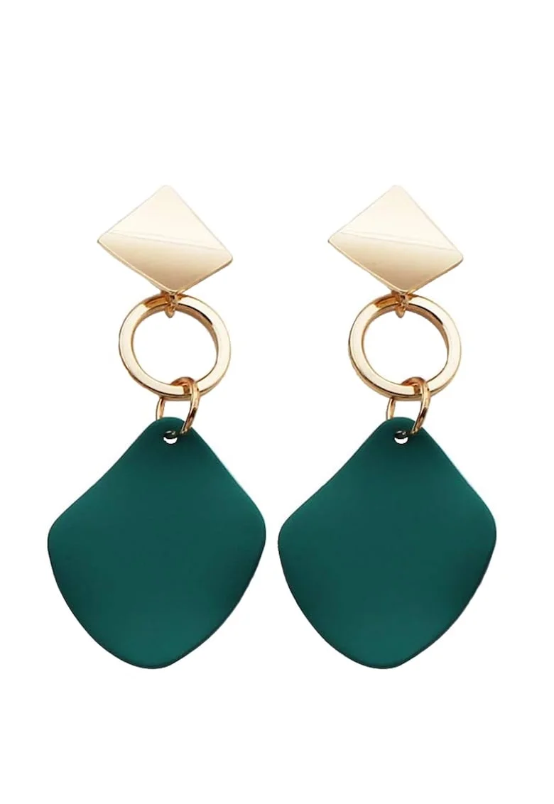 Cercei Geometrici 5974,  Auriu/Verde