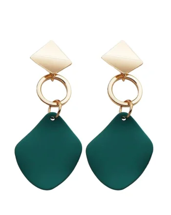Cercei Geometrici 5974,  Auriu/Verde