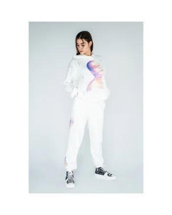Pantaloni de trening albi cu imprimeu