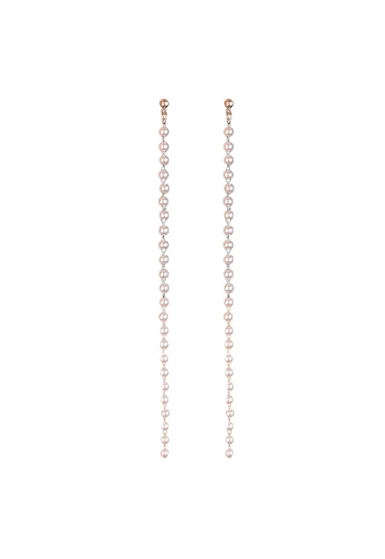 Cercei Perle sintetice 4380,  Alb, lungime 16 cm