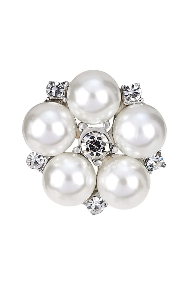 Brosa 3858,  Argintiu, Perle