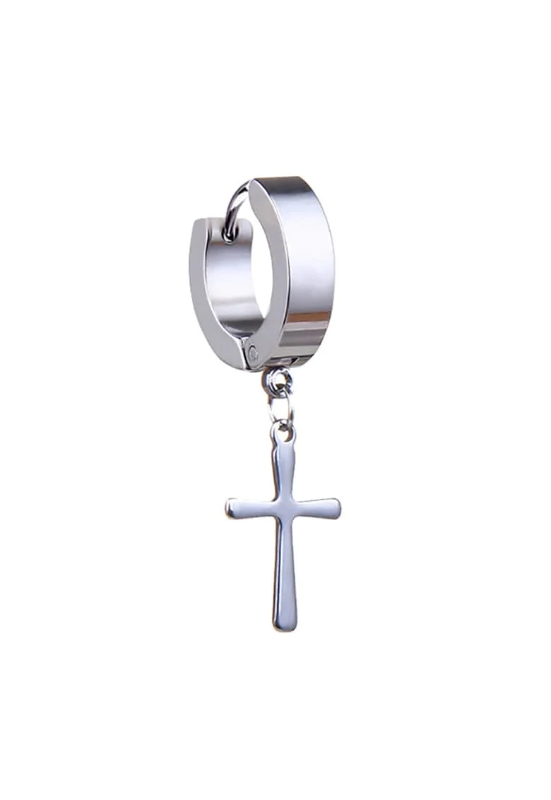 Cercei cruce 4205 inox, Argintiu