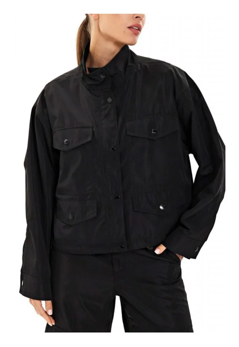 Geaca dama  impermeabila, neagra, 100% poliester reciclat
