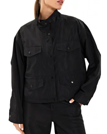 Geaca dama  impermeabila, neagra, 100% poliester reciclat