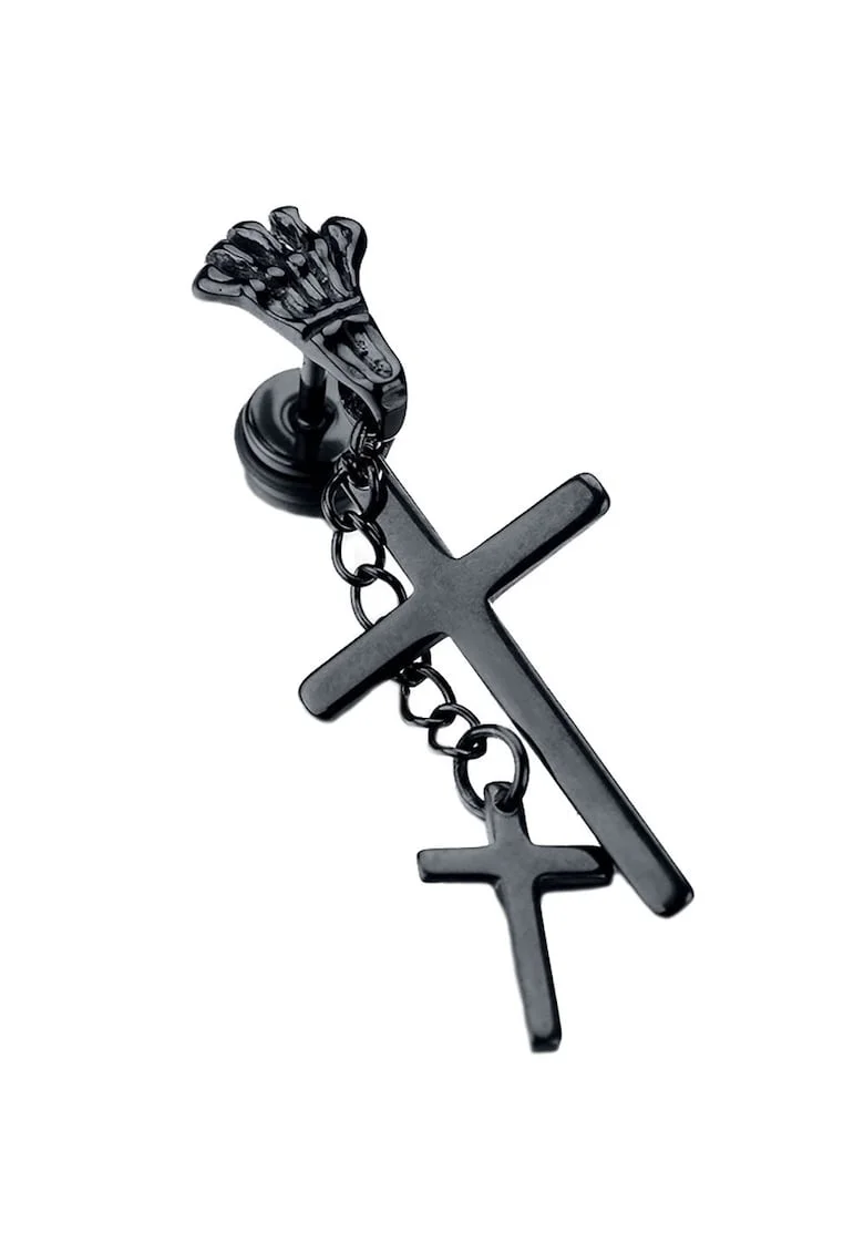 Cercei cruciulita 4199 inox, Negru